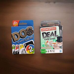 Dos & Monopoly Deal Card Games Lot Kid's Pack Of Two Family Fun Travel Collect